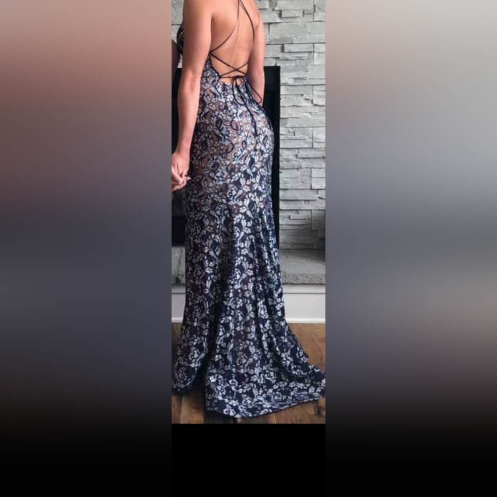 Jovani Navy/ Silver Sparkle Dress